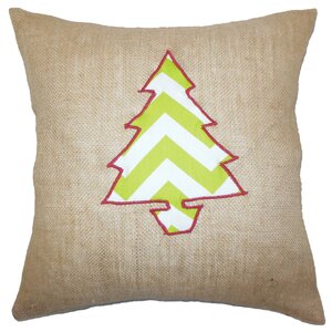 Holiday Christmas Tree Burlap Throw Pillow