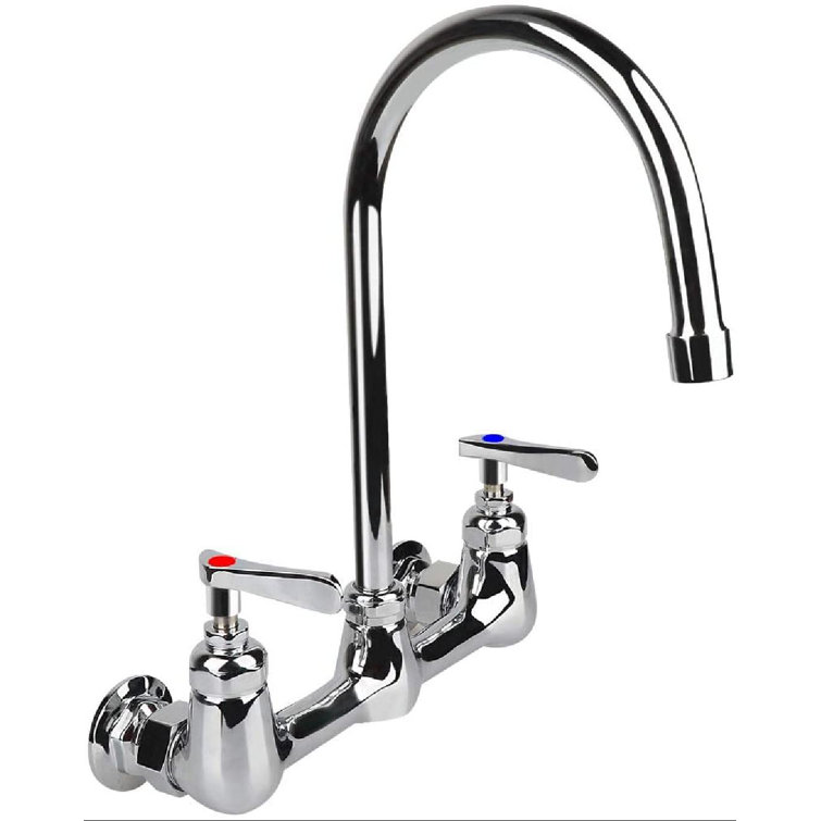 Wall Mount Faucet 8 Inch Center Commercial Kitchen Sink Faucet With 6