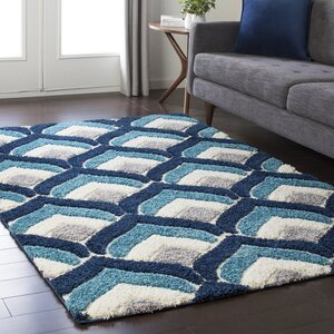 Quincy Soft Patterned Shag Blue/Gray Area Rug