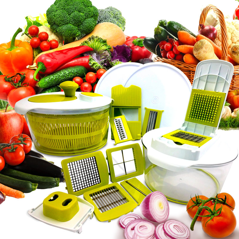 Mega Chef 10 Piece Salad Spinning Slicer Dicer And Chopper Set