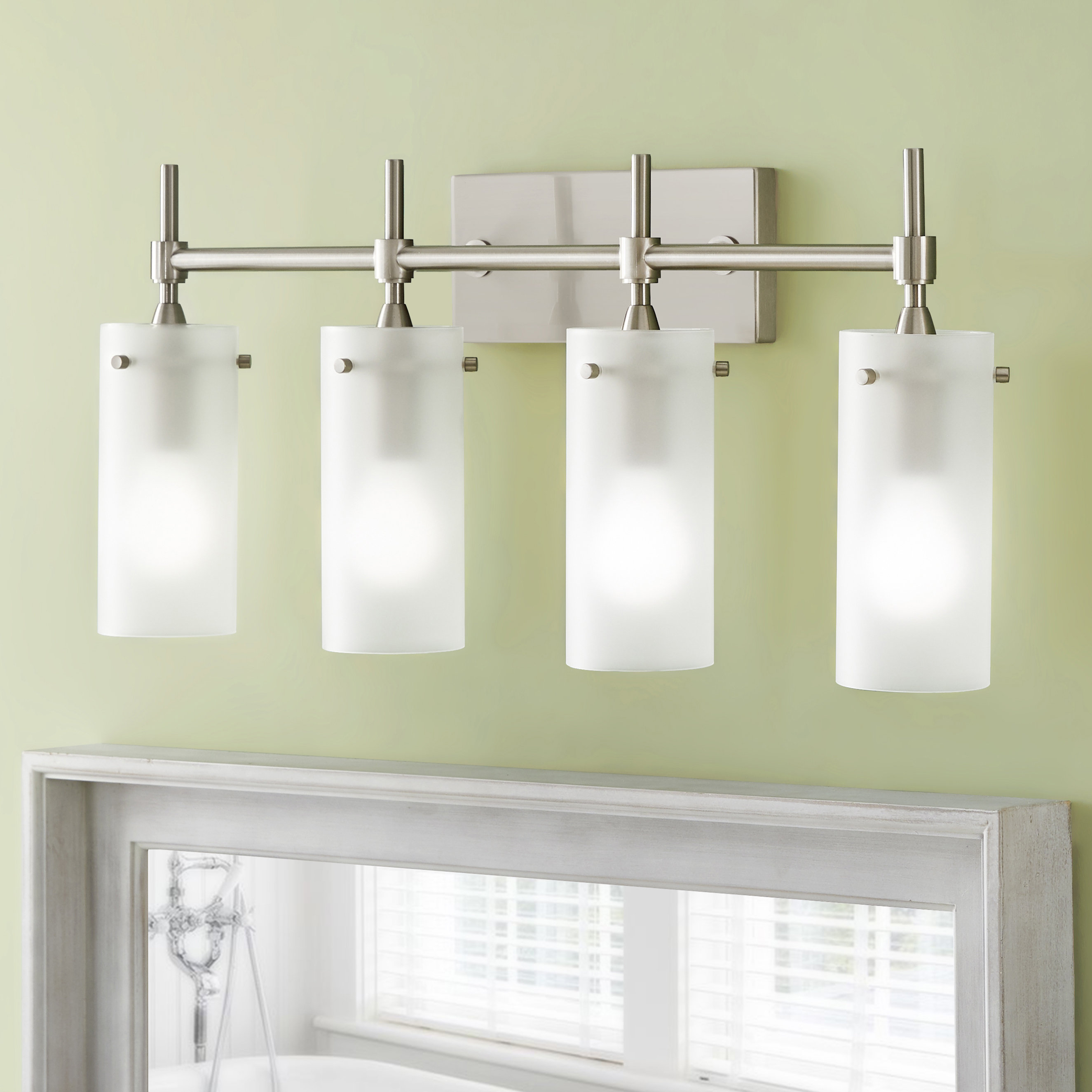 New 4 Light Wall Lamp Fixture Alabaster Glass Sconce Shades Nickel Finish