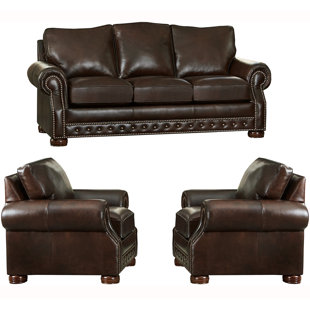 Pelaez 3 Piece Leather Living Room Set by Canora Grey