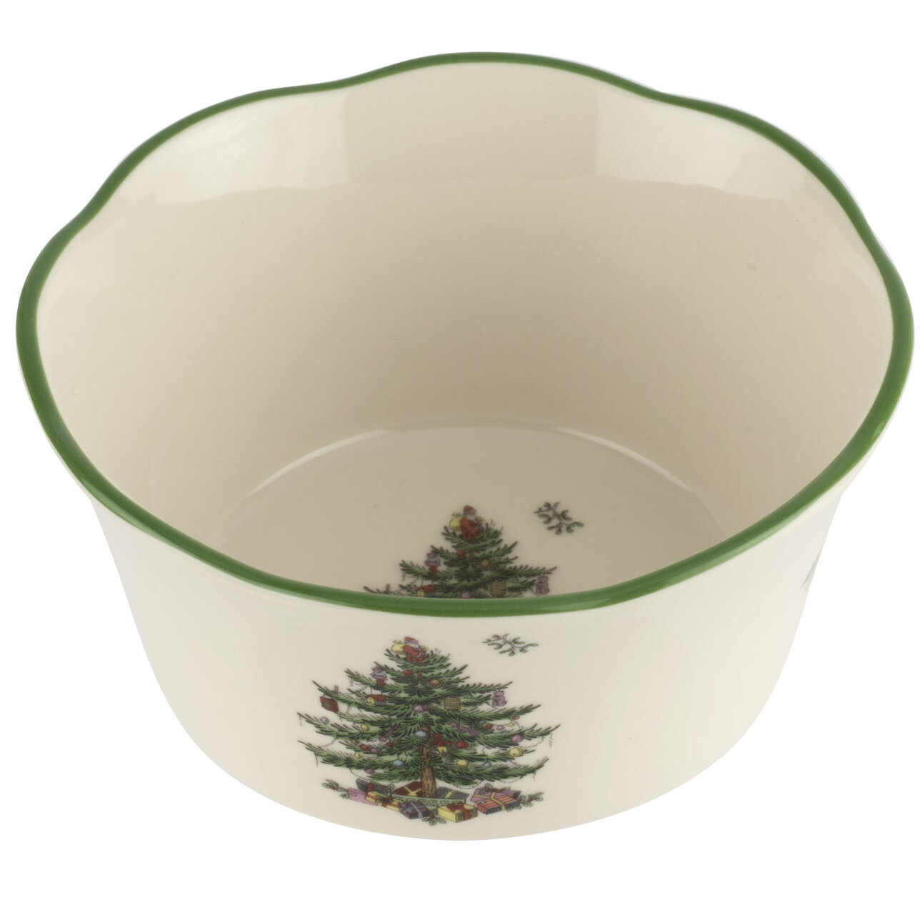 Spode Christmas Tree Cranberry Bowl with Slotted Spoon 