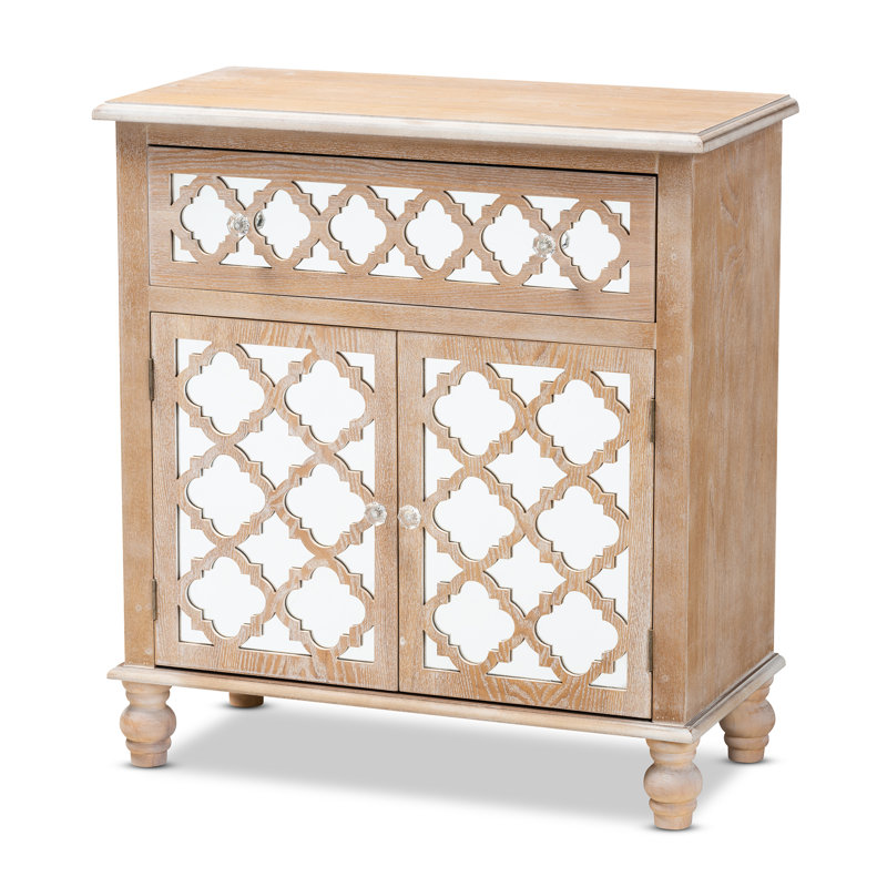 August Grove Ieuan 2 Door Mirrored Accent Cabinet Wayfair