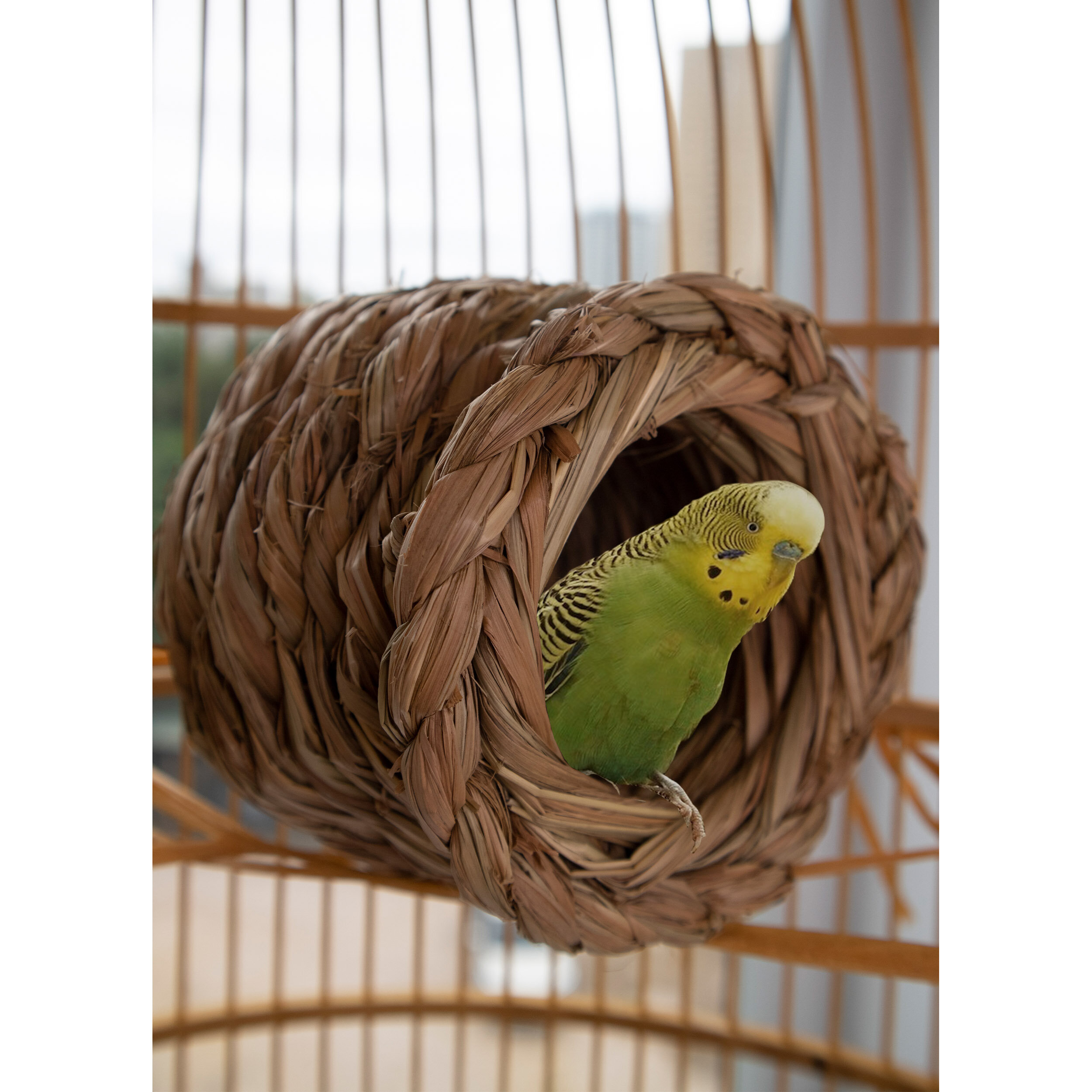 3 Pcs Straw-woven Natural Style Decorative Grass Bird Nest Bird Hideaway