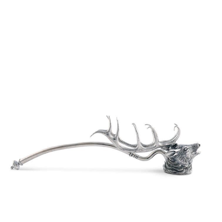 Silver Deer Stag Reindeer candle snuffer Long handle Metal candle snuff with ornate handle and deer head 