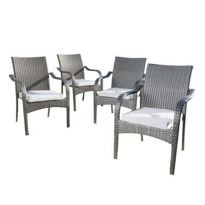 Deanna Outdoor Stacking Dining Armchairs with Cushions