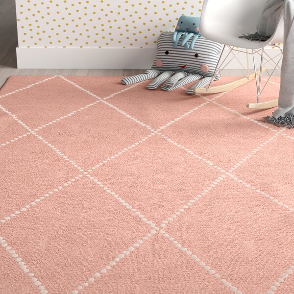 4 x 6 Baby Pink nuLOOM Hand Tufted Wool Dotted Diamond Trellis Area Rugs