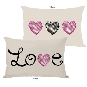 Love Crosshatch Heart Fleece Lumbar Pillow