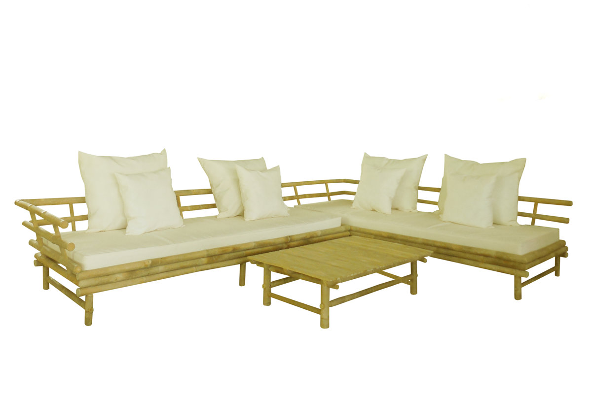 Design Bamboo Couch zew bamboo 3 piece deep seating outdoor couch with cushion cushion