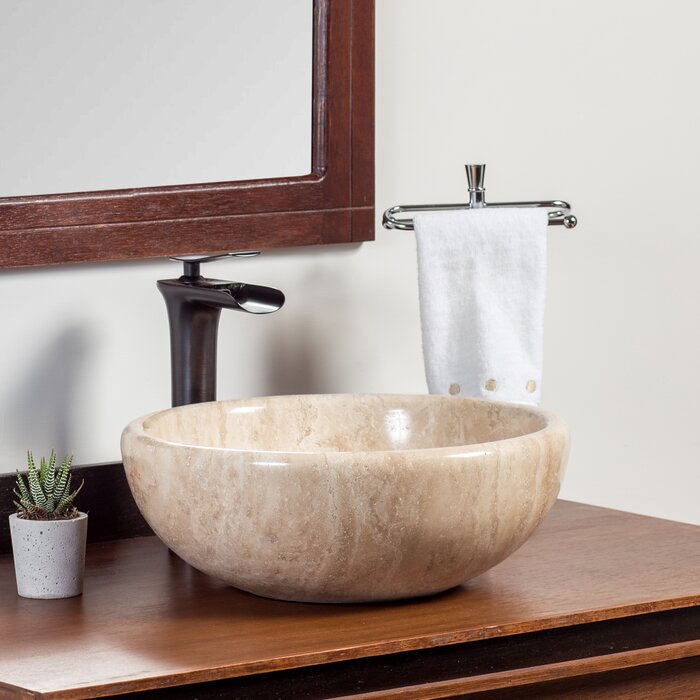 Simak Stone Circular Vessel Bathroom Sink