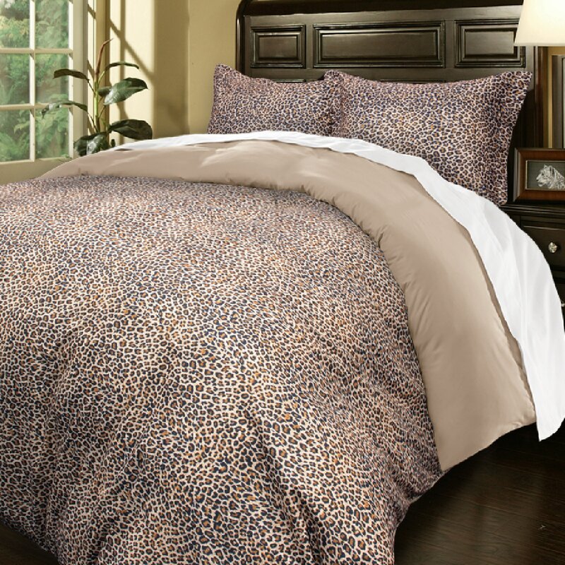 House Of Hampton Monaco Leopard Pattern Reversible Duvet Set