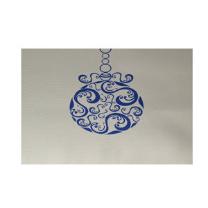 Decorative Holiday Print Ivory Cream Indoor/Outdoor Area Rug
