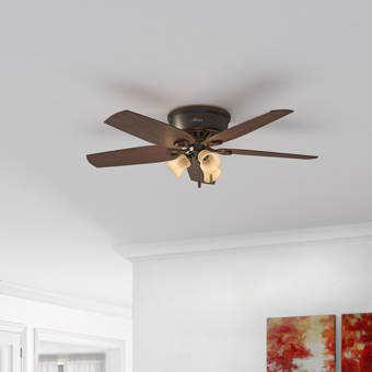 Hunter Fan 52 Newsome 5 Blade Flush Mount Ceiling Fan With Pull Chain And Light Kit Included Reviews Wayfair