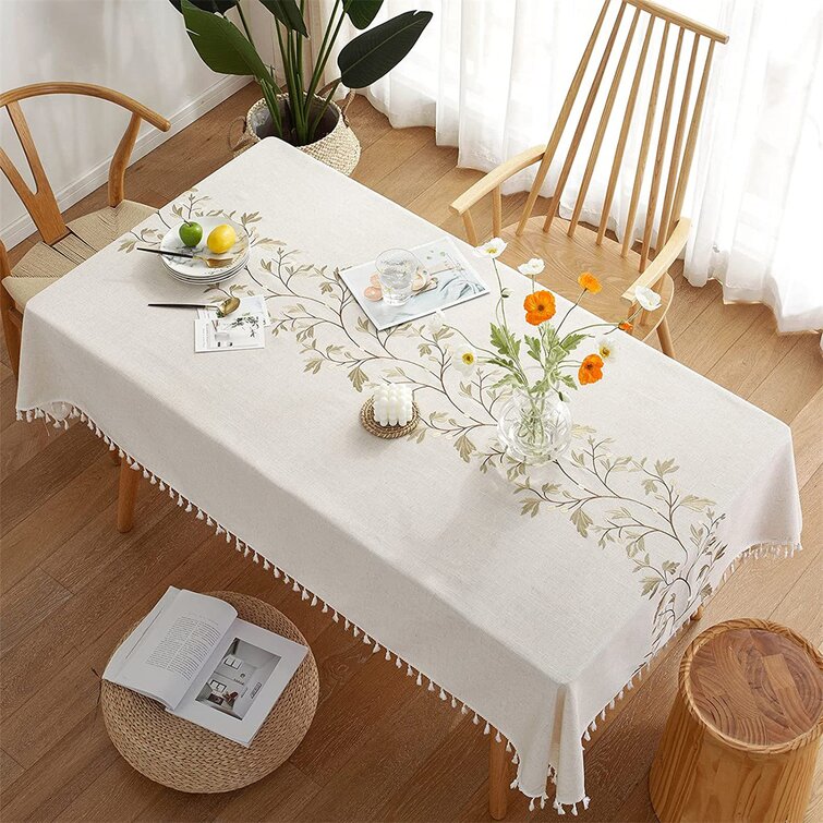Vintage Cotton Linen Tablecloth Rectangle Table Cloth Cover Dining Party Decor