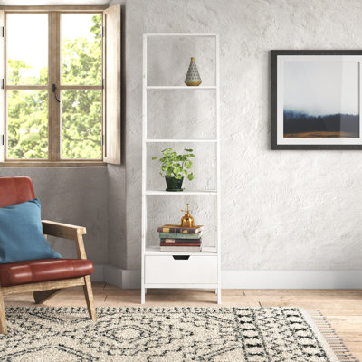 Ajani 4 Shelf Wooden Ladder Bookcase Latitude Run® Color: White