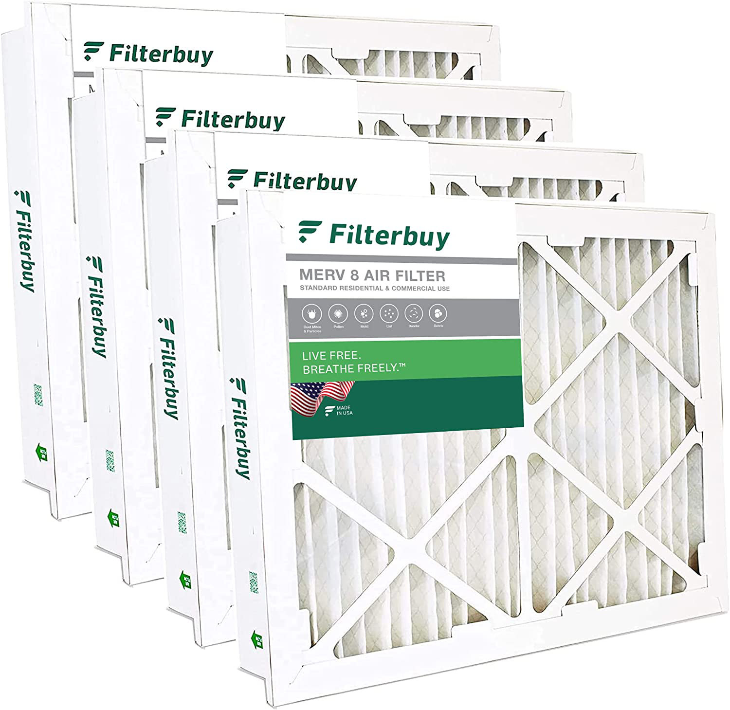 Filterbuy 20x25x5 Air Filter MERV 8, Pleated HVAC AC Furnace Filters for Honeywell Return Grille 