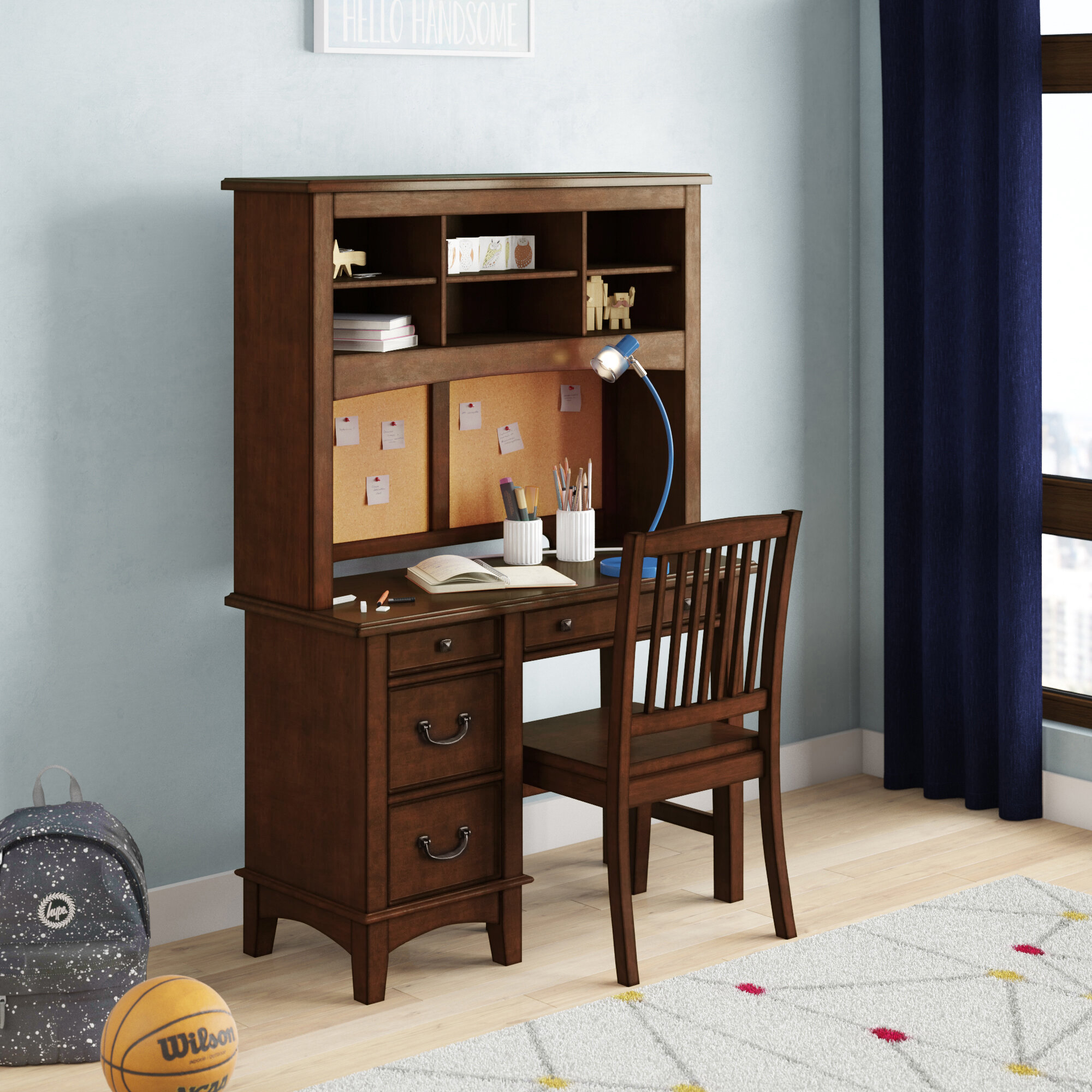 children's study table and cupboard set