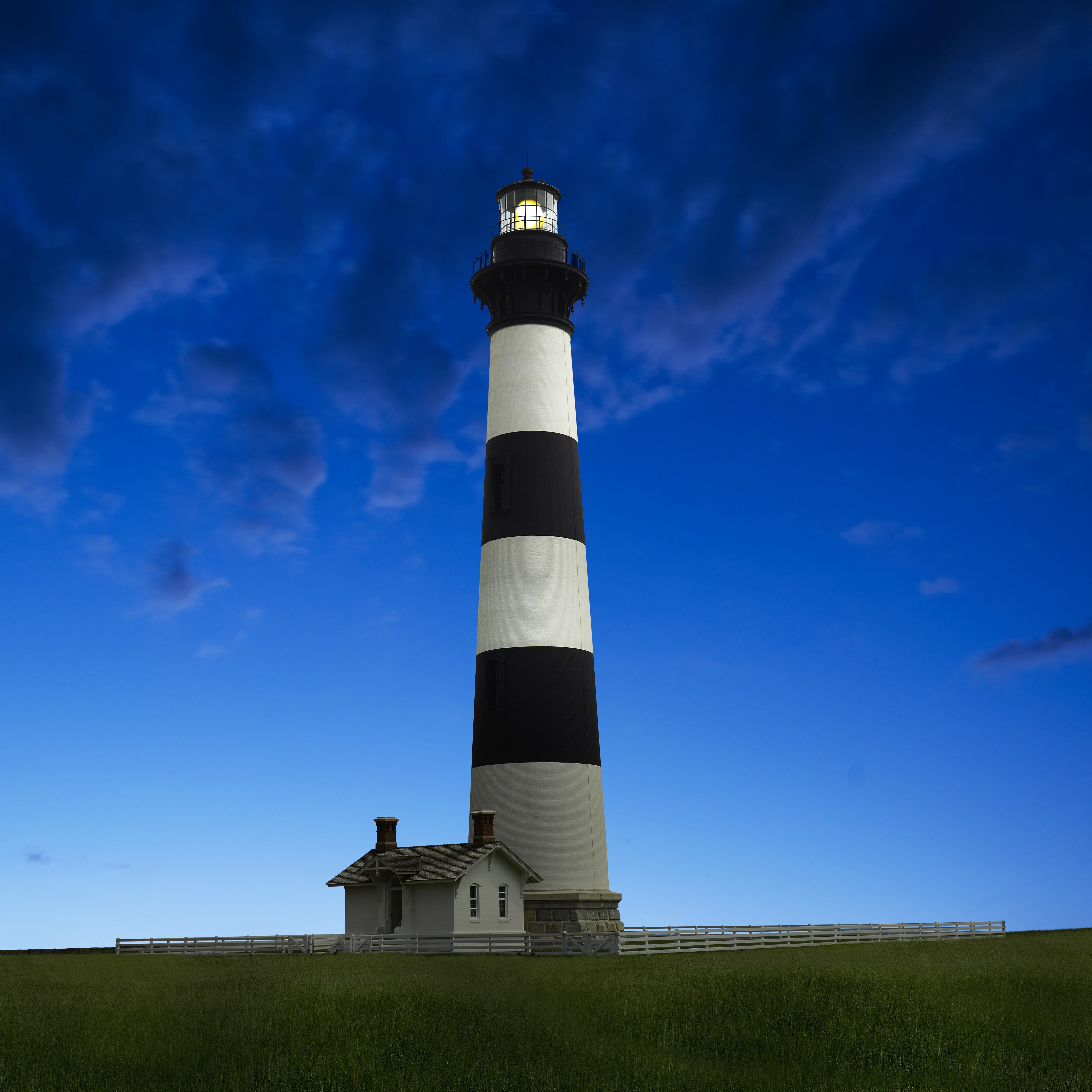 Longshore Tides Lighthouse At Night III by James Mcloughlin - Wrapped 