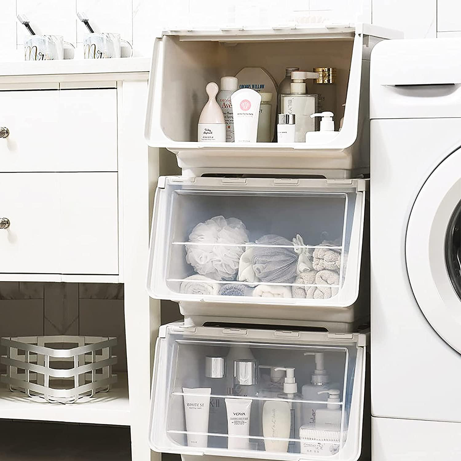 clear stackable storage bins