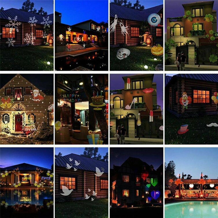 iEZok White Snow projector Light IP65 Projector Lamp Indoor Remote Outdoor Light Projector for Xmas Holiday Family Party Decoration Christmas Projector light Garden House Birthday Wedding