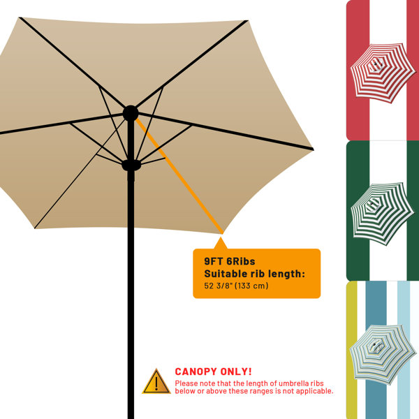 9 Ft Patio Umbrella Replacement Canopy Market Table Top Sunshade Cover Garden 