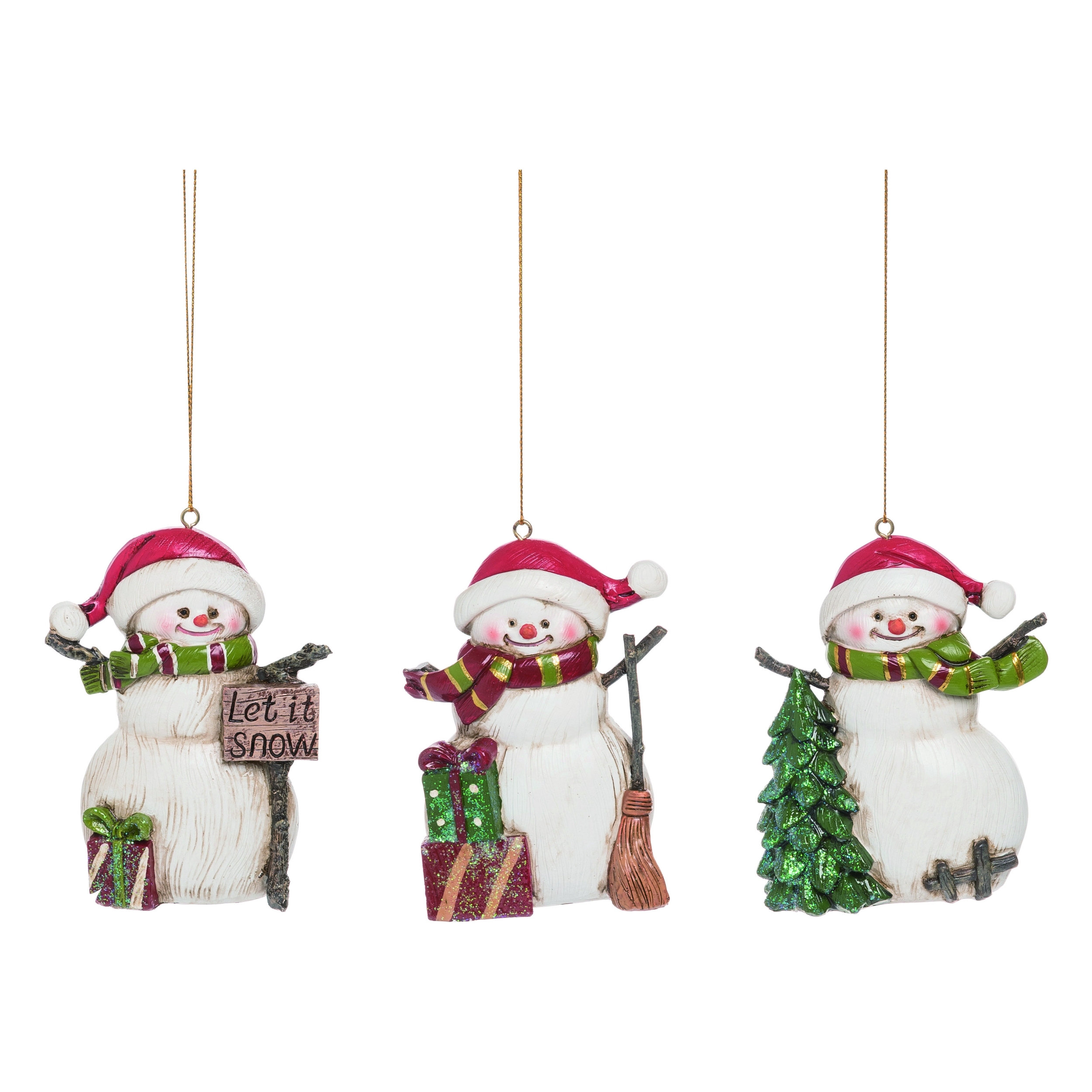 The Holiday Aisle 3 Piece Festive Snowman Hanging Figurine Ornament Set Reviews Wayfair