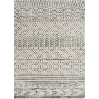 Aleix Strippy Moroccan Farmhouse Grey Area Rug