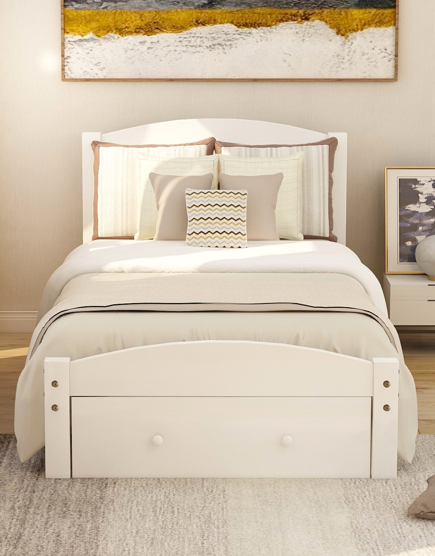 Red Barrel Studio Platform Twin Bed Frame With Storage Drawer And Wood Slat Support No Box Spring Needed Walnut Wayfair Ca