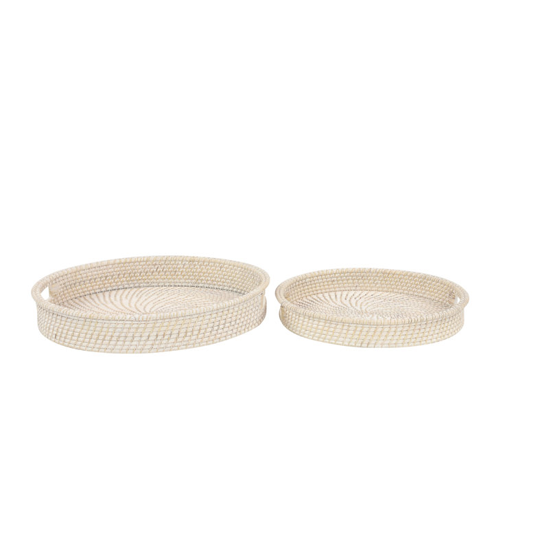Keeler Handwoven Bamboo Round 2 Piece Vanity Tray Set Joss Main