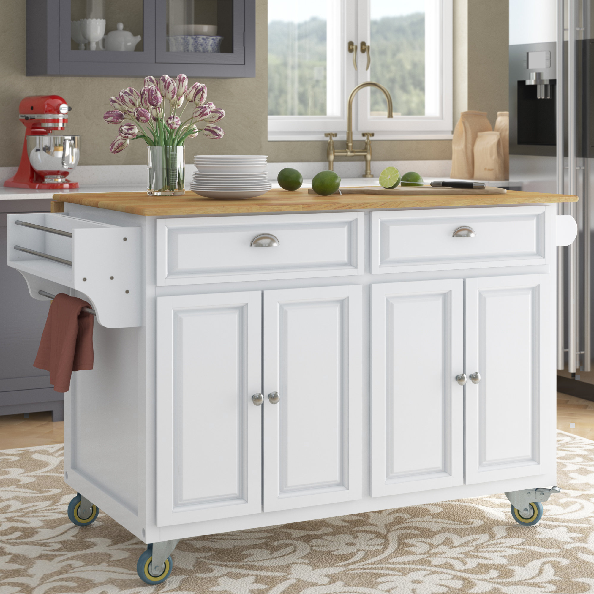 Winston Porter Beavercreek Rolling Kitchen Island Reviews Wayfair