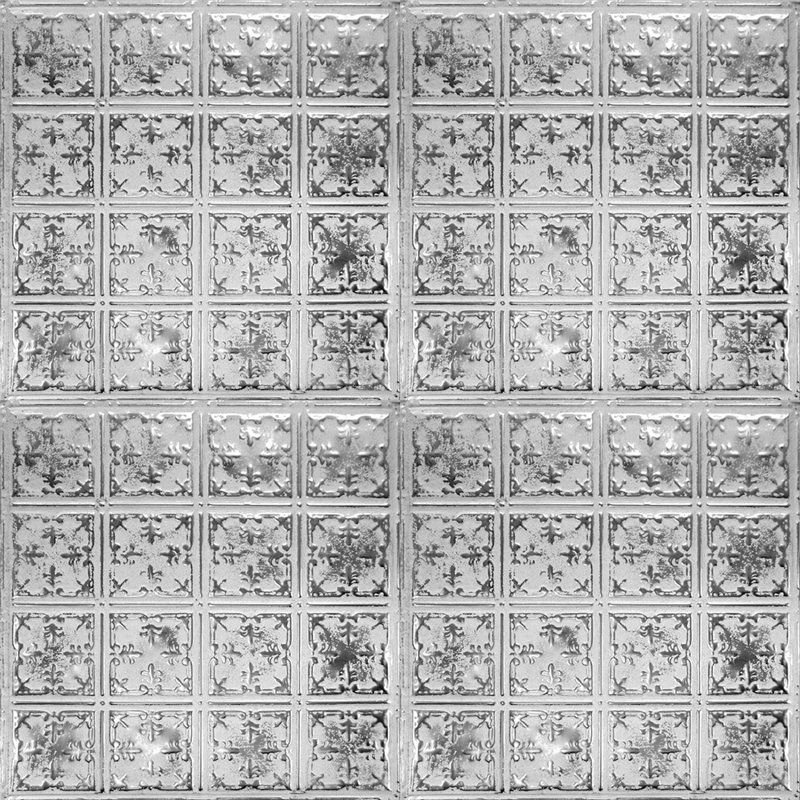 Tin 2 ft. x 2 ft. Glue-Up Ceiling Tile in Silver Washed White