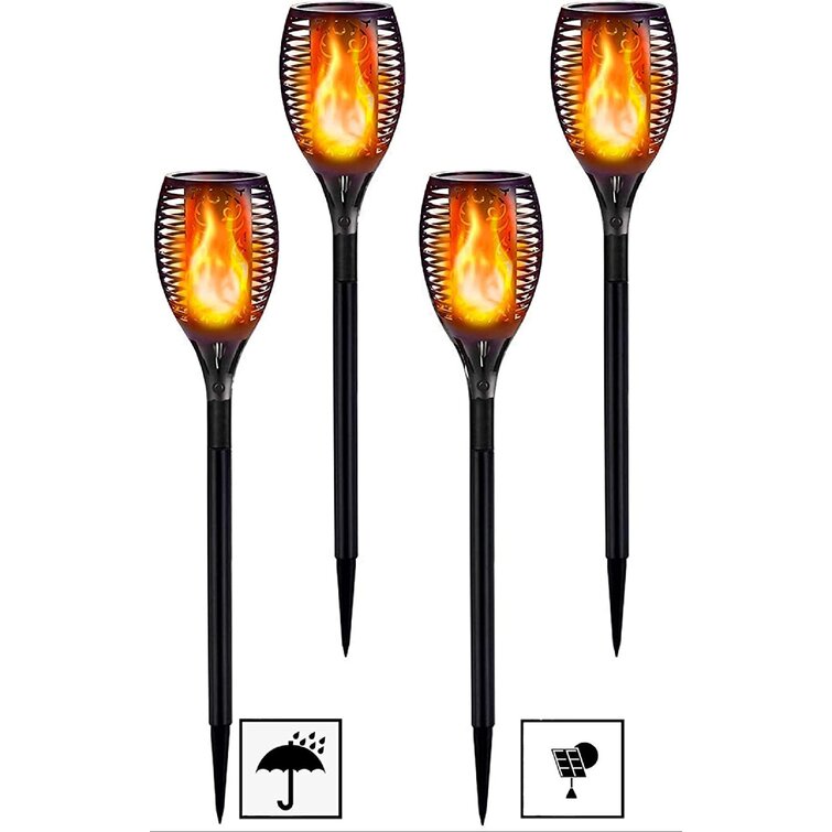 4 Packs Outdoor Solar Torch Dance Flickering Flame Light Garden Waterproof Lamp