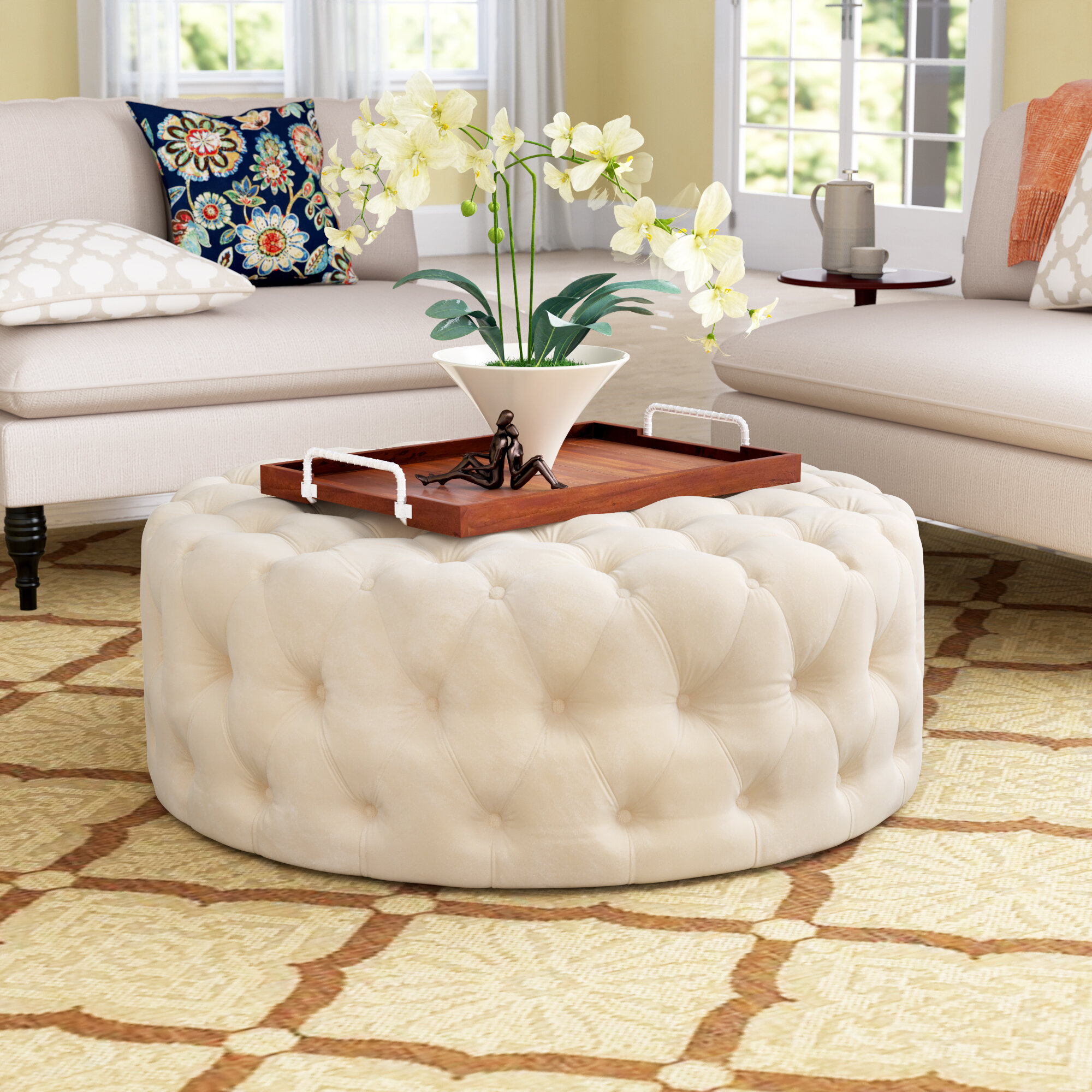 Three Posts Huskins 41 73 Tufted Round Cocktail Ottoman Reviews