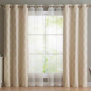 Yates Geometric Semi-Sheer Grommet Curtain Panels (Set of 4)