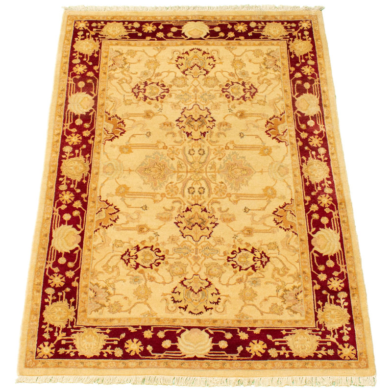 Ecarpetgallery One Of A Kind Hand Knotted New Age Pako Persian Light Khaki 4 X 6 2 Wool Area Rug Wayfair