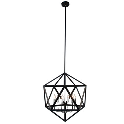Addison 6 Light Geometric Chandelier Trule Teen Finish Satin Chrome