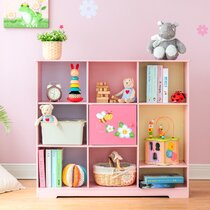 Crackled Rose themed Pink Book Case Kids Wooden Bookcase with Storage Drawer Hand Crafted & Hand Painted Bookshelf Fantasy Fields Child Friendly Water-based Paint