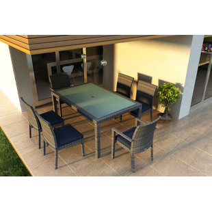 Go to store & view more images Hobbs 7 Piece Sunbrella Dining Set with Cushions by Rosecliff Heights