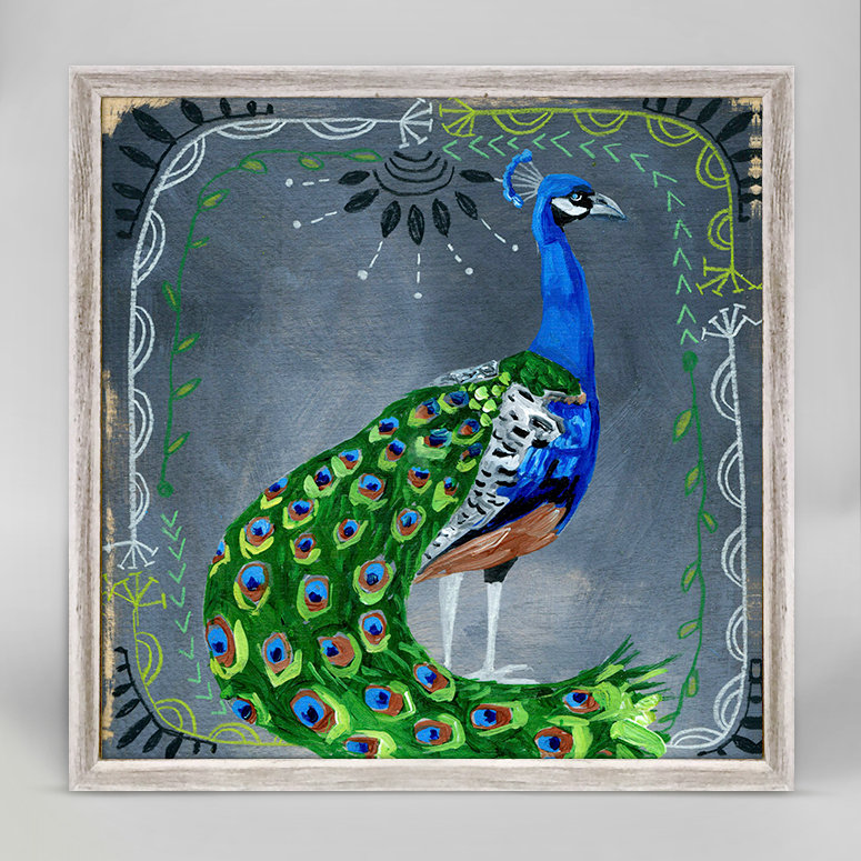 Oopsy Daisy Painted Animals Peacock By Jessica Swift Mini Canvas Framed Art Wayfair