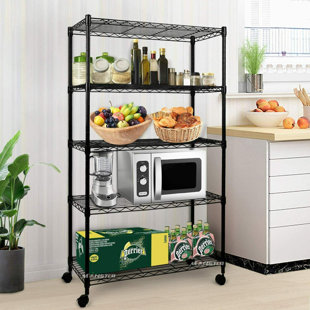 EFINE USA 5-Shelf Shelving Unit Shelving Units and Storage for Kitchen and Garage 30W x 14D x 60H Adjustable 150lbs Loading Capacity Per Shelf Heavy Duty Carbon Steel Wire Shelves 