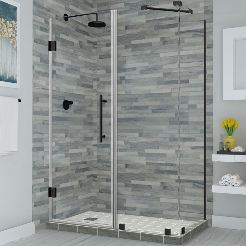 SEN967EZ-MB-602238-10 Bromley Frameless 38.38" x 72" Rectangle Hinged Shower Enclosure