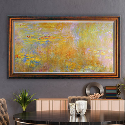 \u0027Water Lily 2\u0027 by Claude Monet Framed Painting Print on Wrapped Canvas