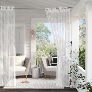 Hampton Striped Sheer Grommet Single Curtain Panel