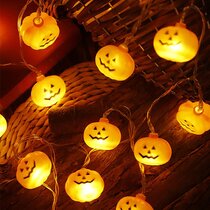 20 LED Pumpkin Lights Battery Powered Jack-O-Lantern Halloween Light Decorations for Outdoor Indoor Holiday Decor Whishine Halloween Pumpkin String Lights 