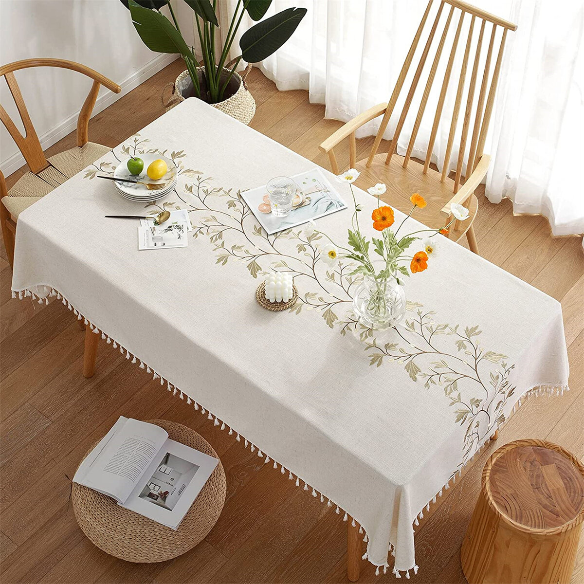 Cotton Linen Square Tablecloth Garden Dining Kitchen Tableware Party Decoration