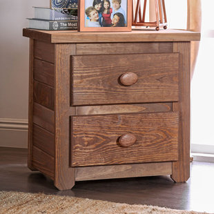 Goldie Wooden 2 Drawer Nightstand by Millwood Pines