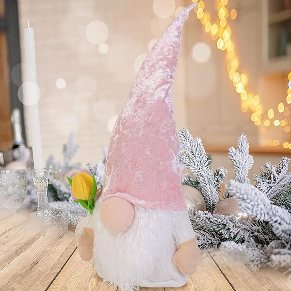 Blush Pink Gonk Santa Standing Ornament Figurine Christmas Decoration Large 