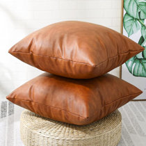 round leather throw pillows