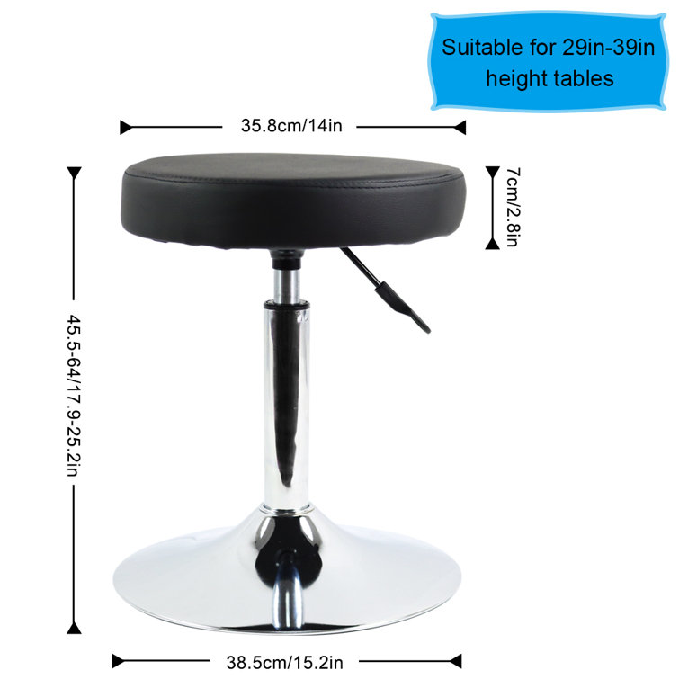 Orren Ellis Round PU Leather Swivel Stool Shop Stool Height Adjustable  Counter Stool Bar Stool For Reception Pub Kitchen Home Bar Chair Standing  Desk ...